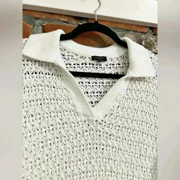 Talbots OPEN STITCH JOHNNY COLLAR PULLOVER Size LP - Picture 5 of 8